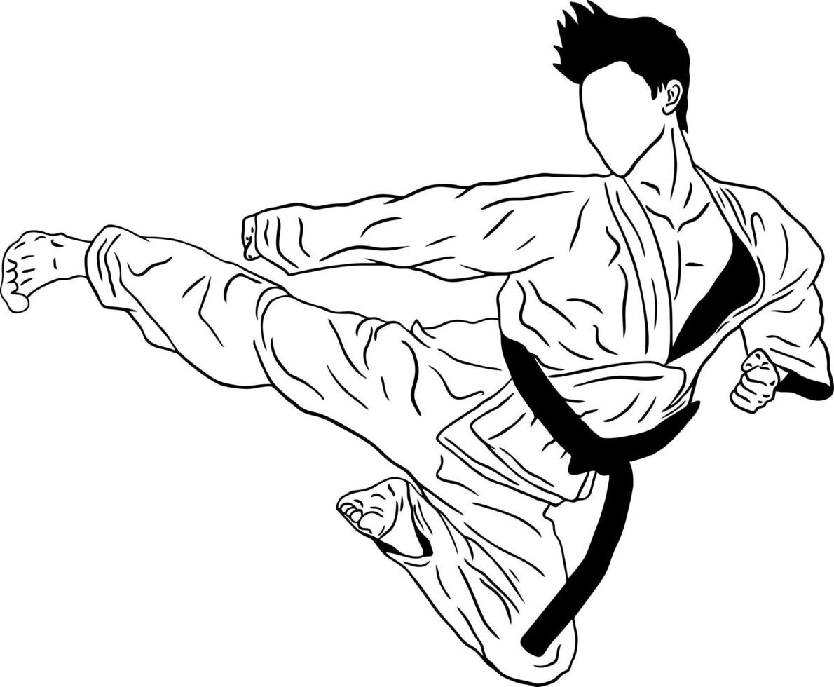 Illustration von Taekwondoin tun hoch trete zum Taekwondo Logo vektor