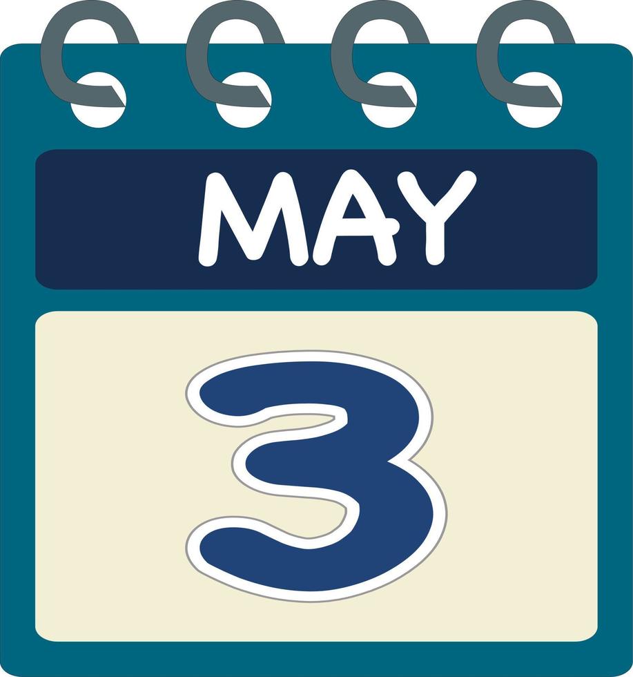 eben Symbol Kalender 3 von dürfen. Datum, Tag und Monat. Vektor Illustration . Blau blaugrün Grün Farbe Banner. 3 dürfen. 3 .. von dürfen.