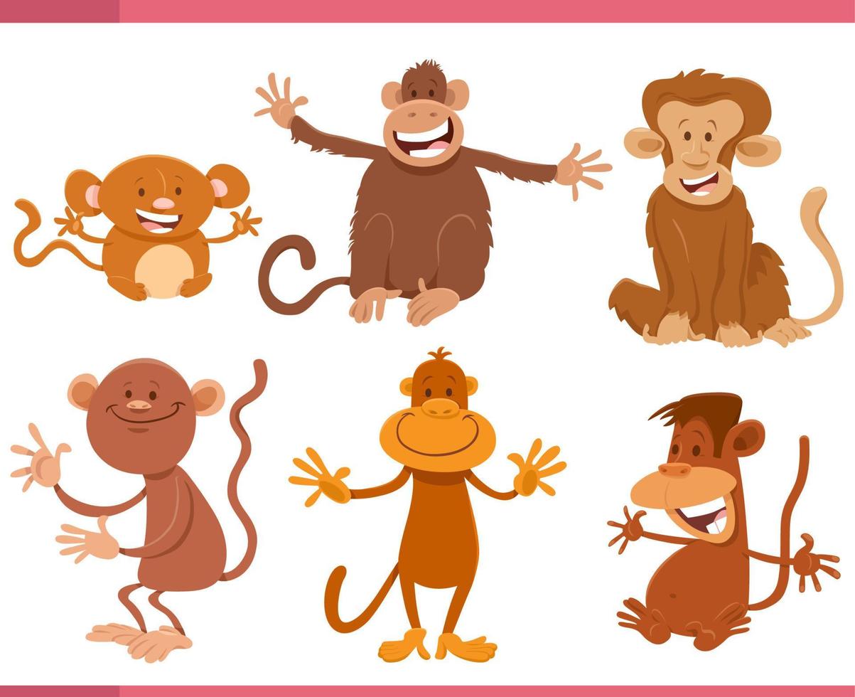 komisch Karikatur Affen Tier Zeichen einstellen vektor