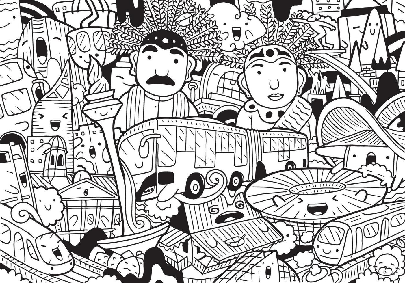 jakarta doodle med vektorillustration. vektor