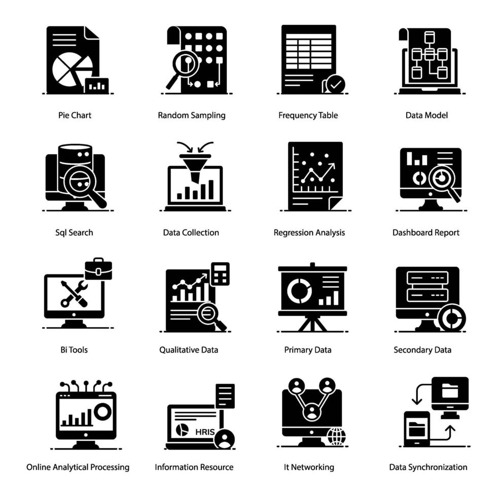 Symbole für Big Data und Datenorganisation vektor