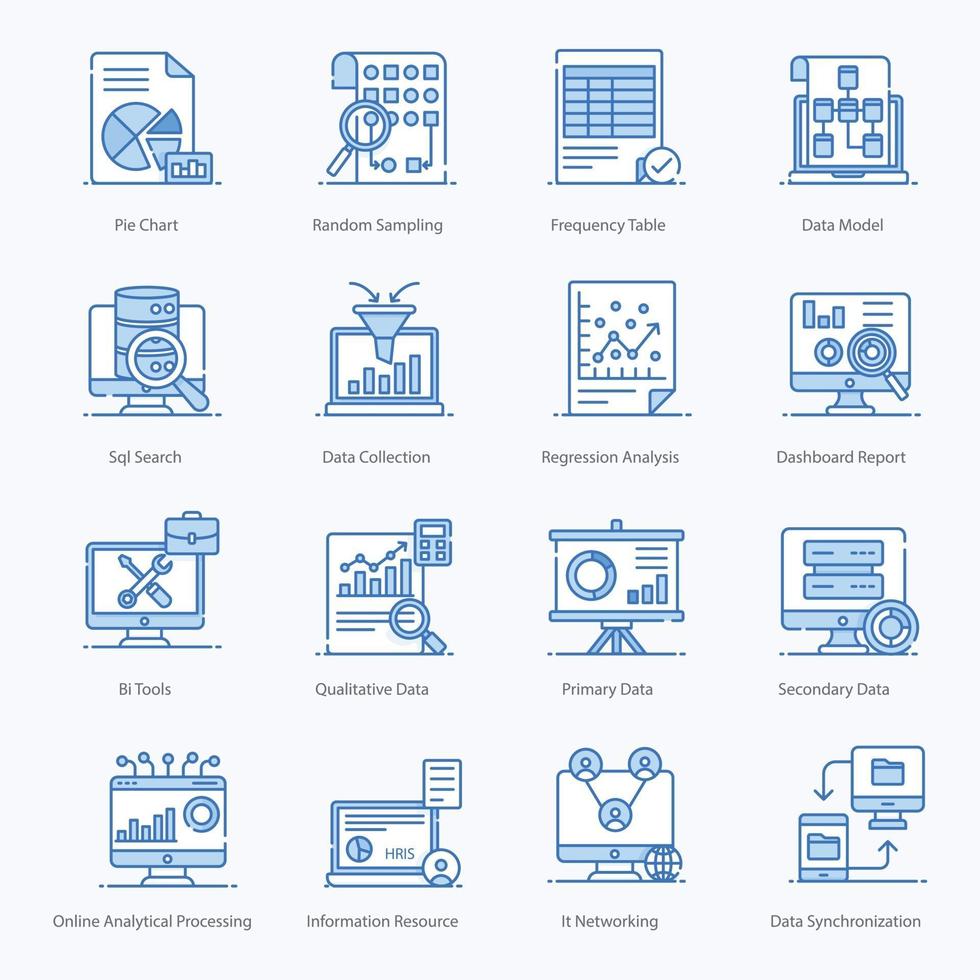 Symbole für Big Data und Datenorganisation vektor