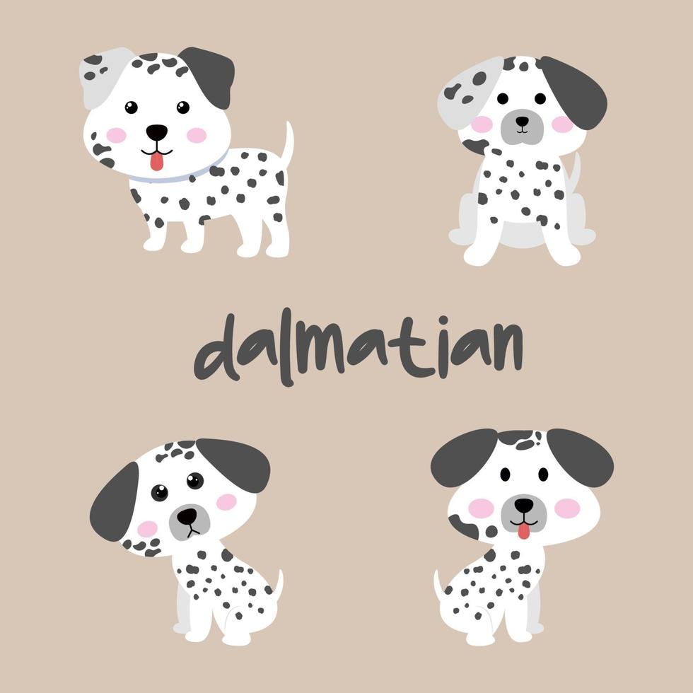 söt dalmatisk hunduppsättning vektor