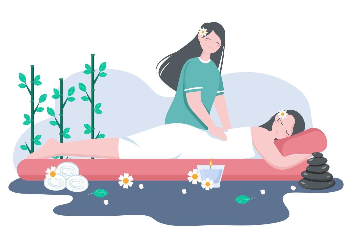 massage vektorillustration i skönhetssalong vektor