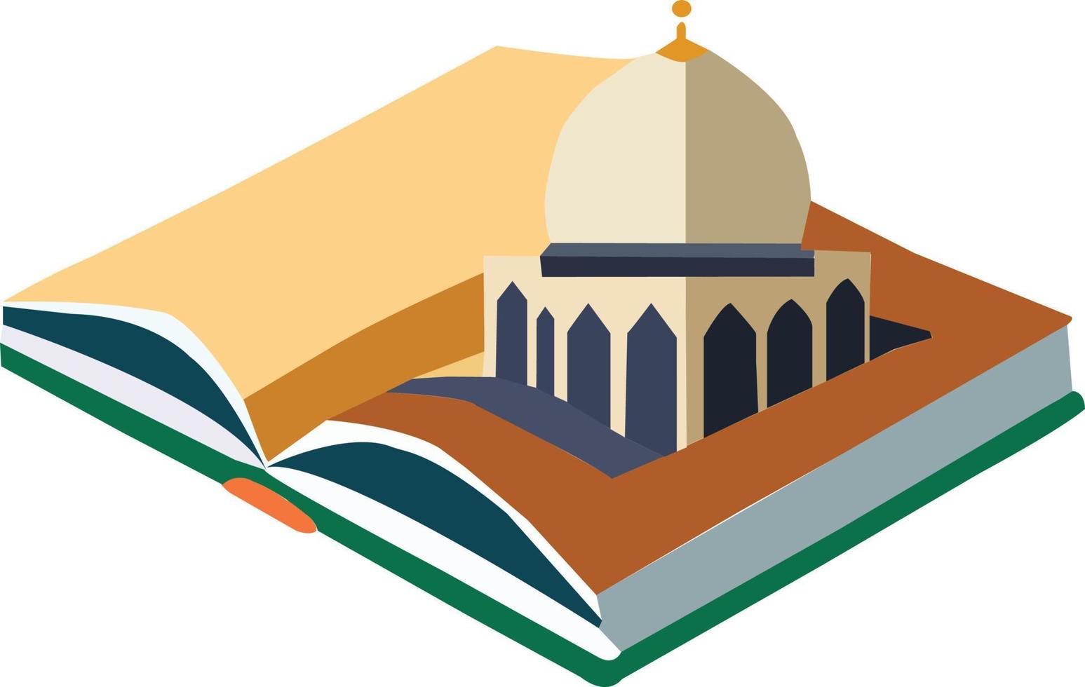 öppen bok med islamic moské vektor