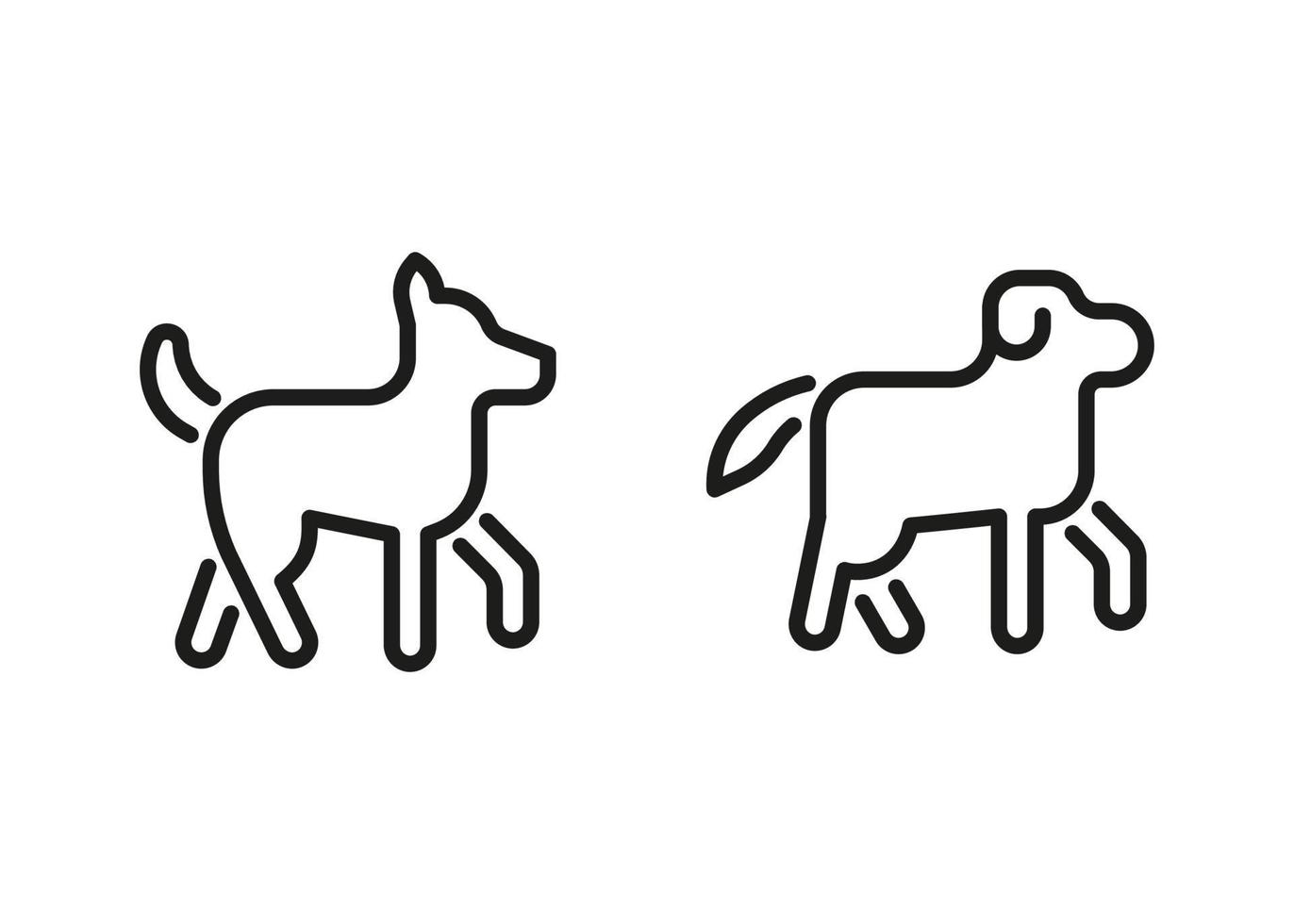 Hund Haustier Schäfer und Labrador, Linie Symbol. inländisch Eckzahn Tier. Hund Freund. Vektor Gliederung