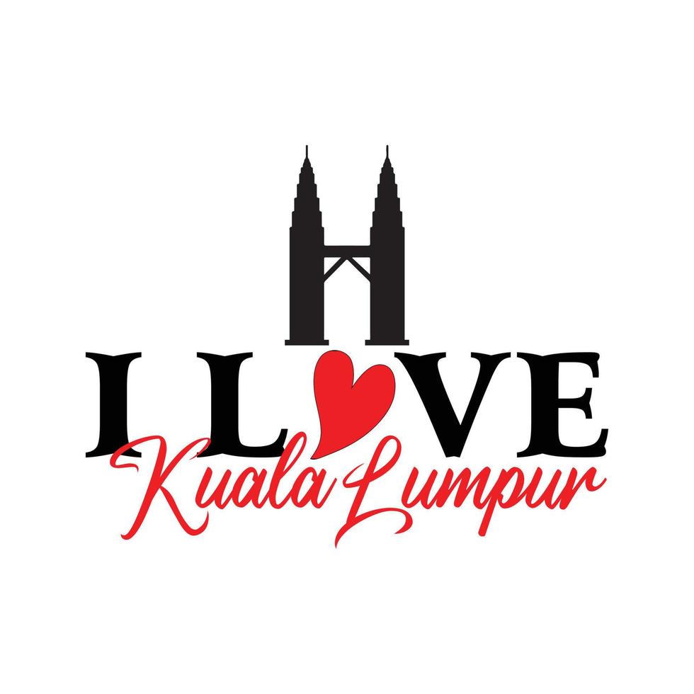 Malaysia Zustand ich Liebe kuala lumpur Design Vorlage vektor