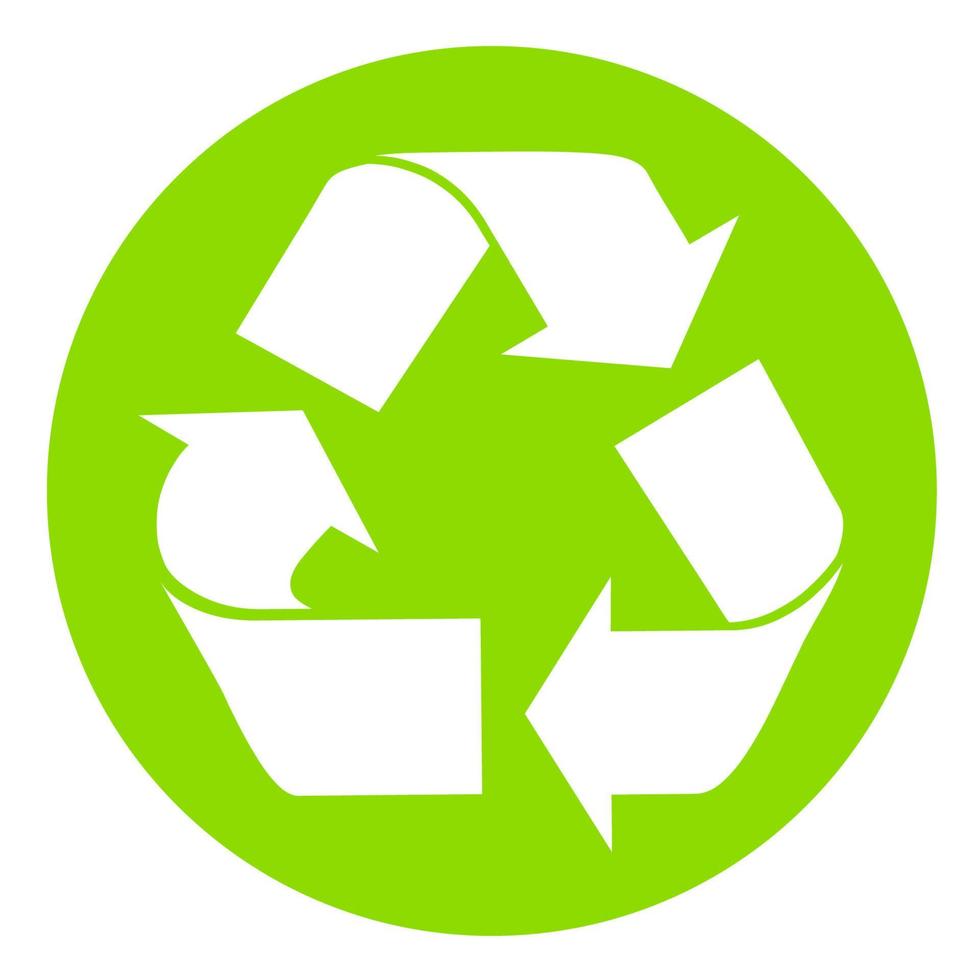 das Universal- Recycling Symbol. International Symbol benutzt auf Verpackung zu erinnern Menschen zu entsorgen von es im ein Behälter stattdessen von Vermüllung. Vektor Illustration.