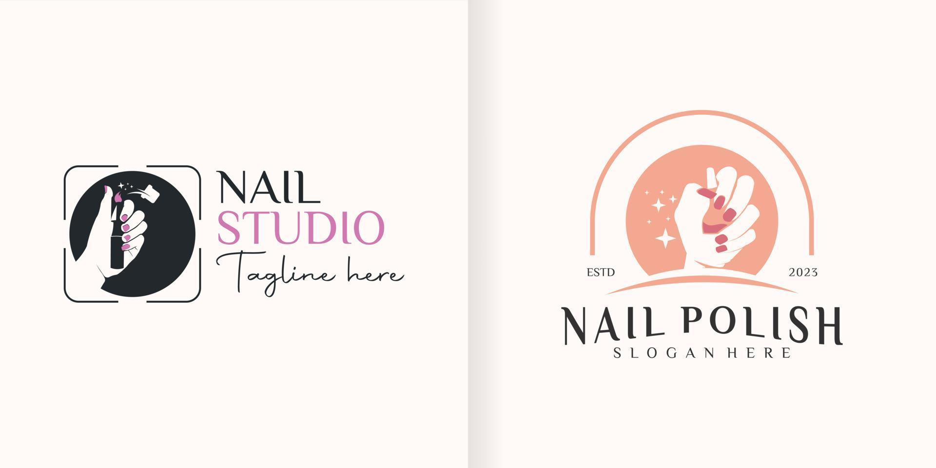 nagel studio logotyp design med stil och kreativ begrepp vektor