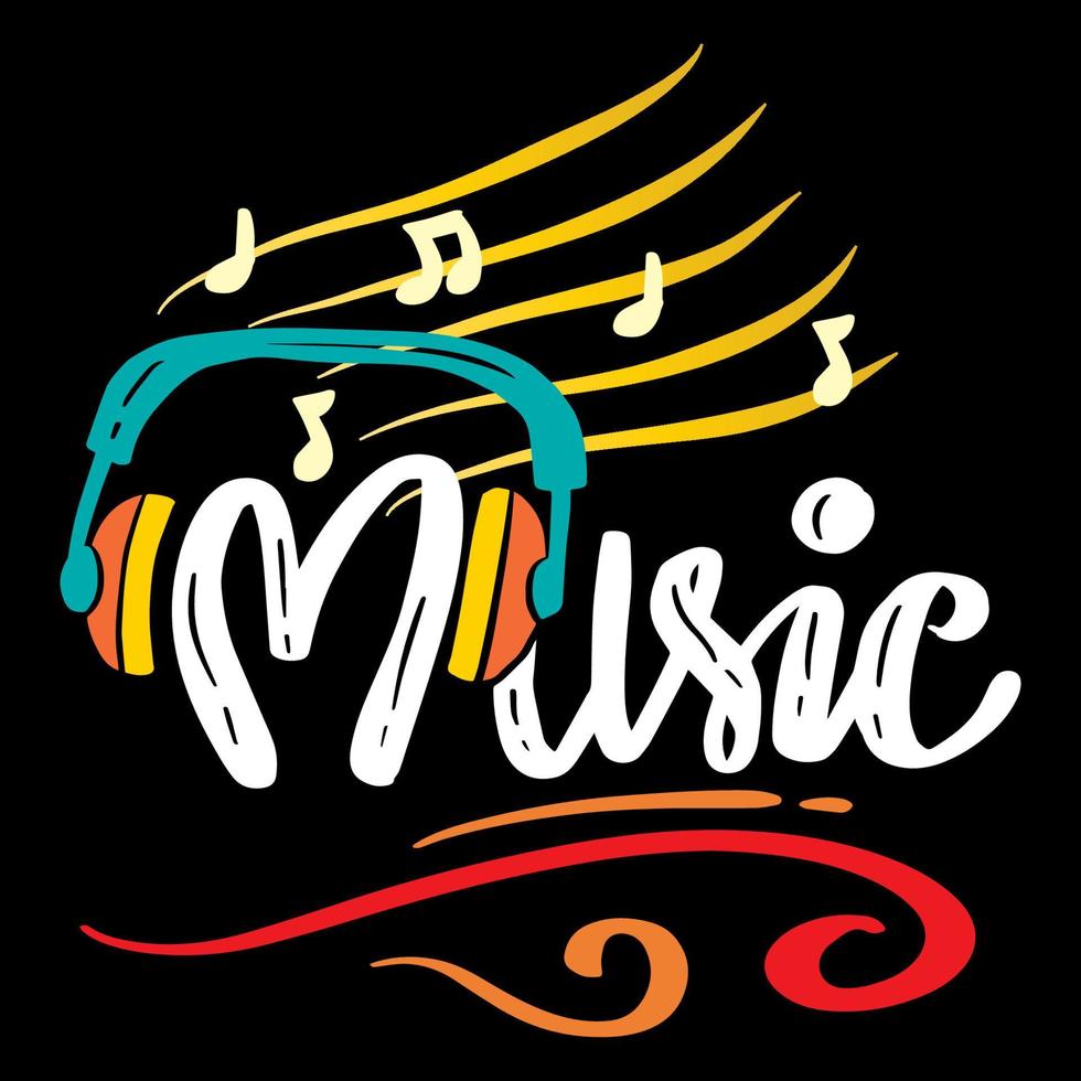 musik ord hand text. musik logotyp. vektor