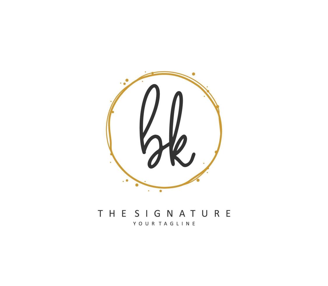 b k bk Initiale Brief Handschrift und Unterschrift Logo. ein Konzept Handschrift Initiale Logo mit Vorlage Element. vektor