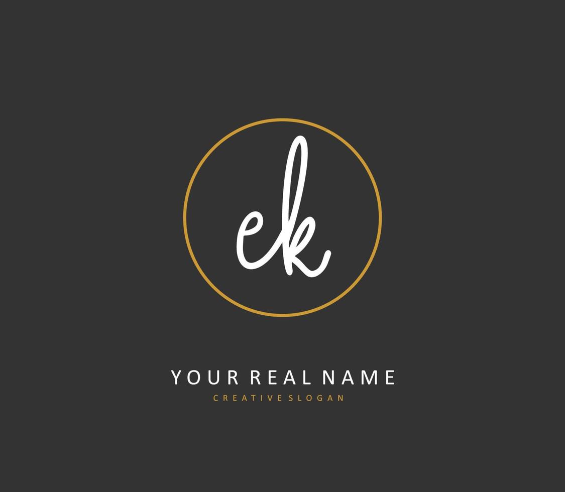 e k ek Initiale Brief Handschrift und Unterschrift Logo. ein Konzept Handschrift Initiale Logo mit Vorlage Element. vektor