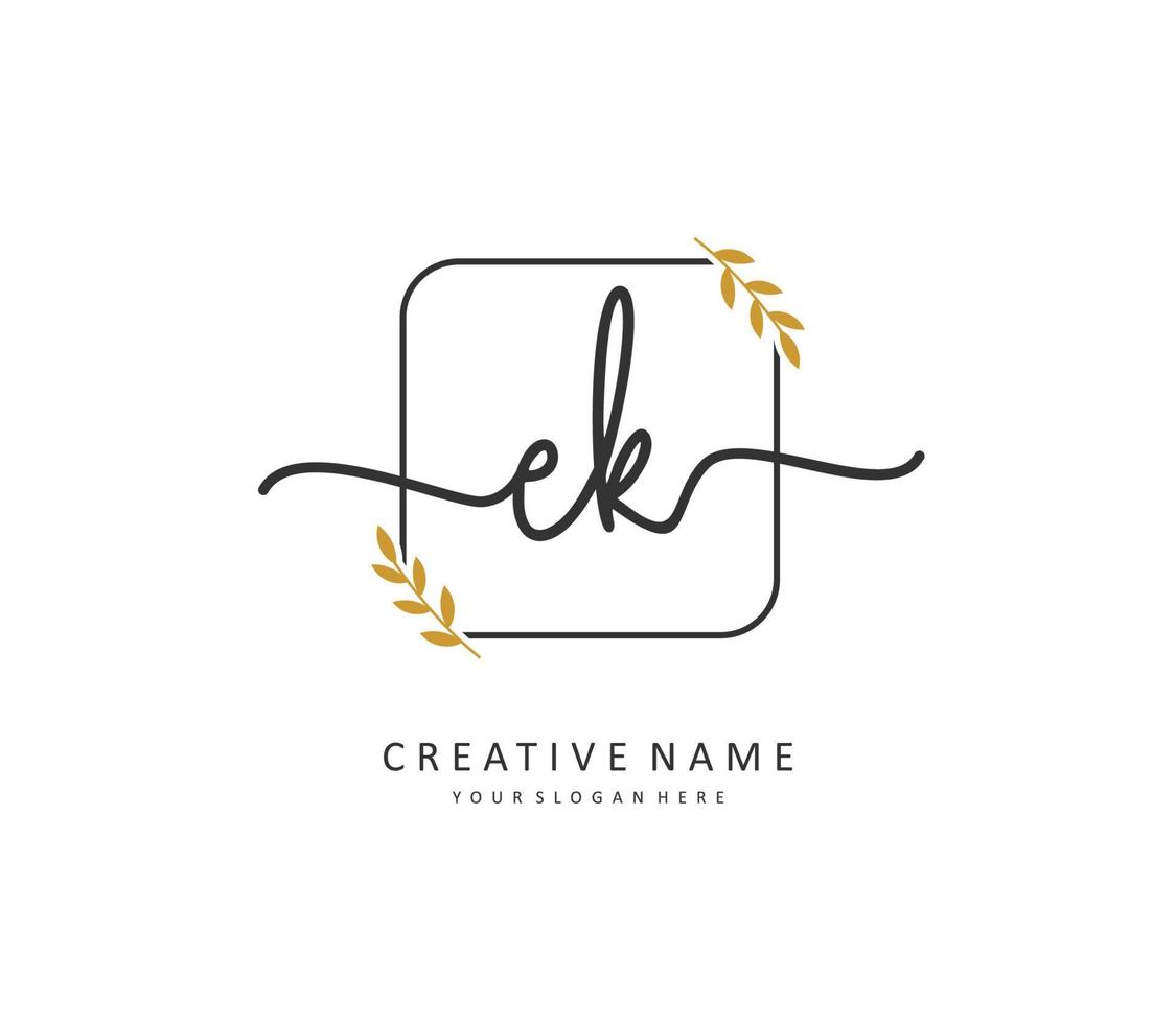 e k ek Initiale Brief Handschrift und Unterschrift Logo. ein Konzept Handschrift Initiale Logo mit Vorlage Element. vektor