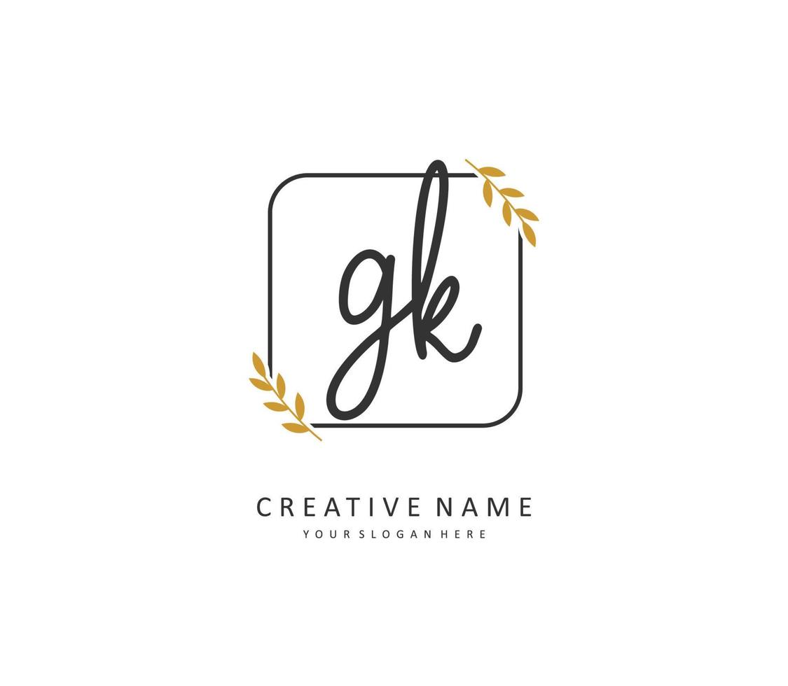 G k gk Initiale Brief Handschrift und Unterschrift Logo. ein Konzept Handschrift Initiale Logo mit Vorlage Element. vektor