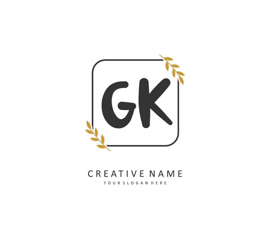 G k gk Initiale Brief Handschrift und Unterschrift Logo. ein Konzept Handschrift Initiale Logo mit Vorlage Element. vektor