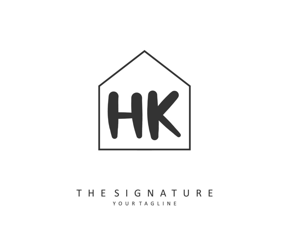 h k hk första brev handstil och signatur logotyp. en begrepp handstil första logotyp med mall element. vektor