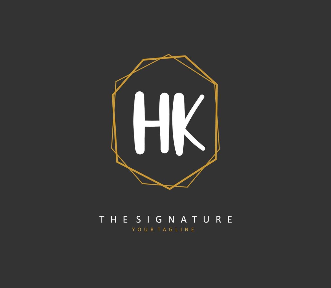 h k hk första brev handstil och signatur logotyp. en begrepp handstil första logotyp med mall element. vektor