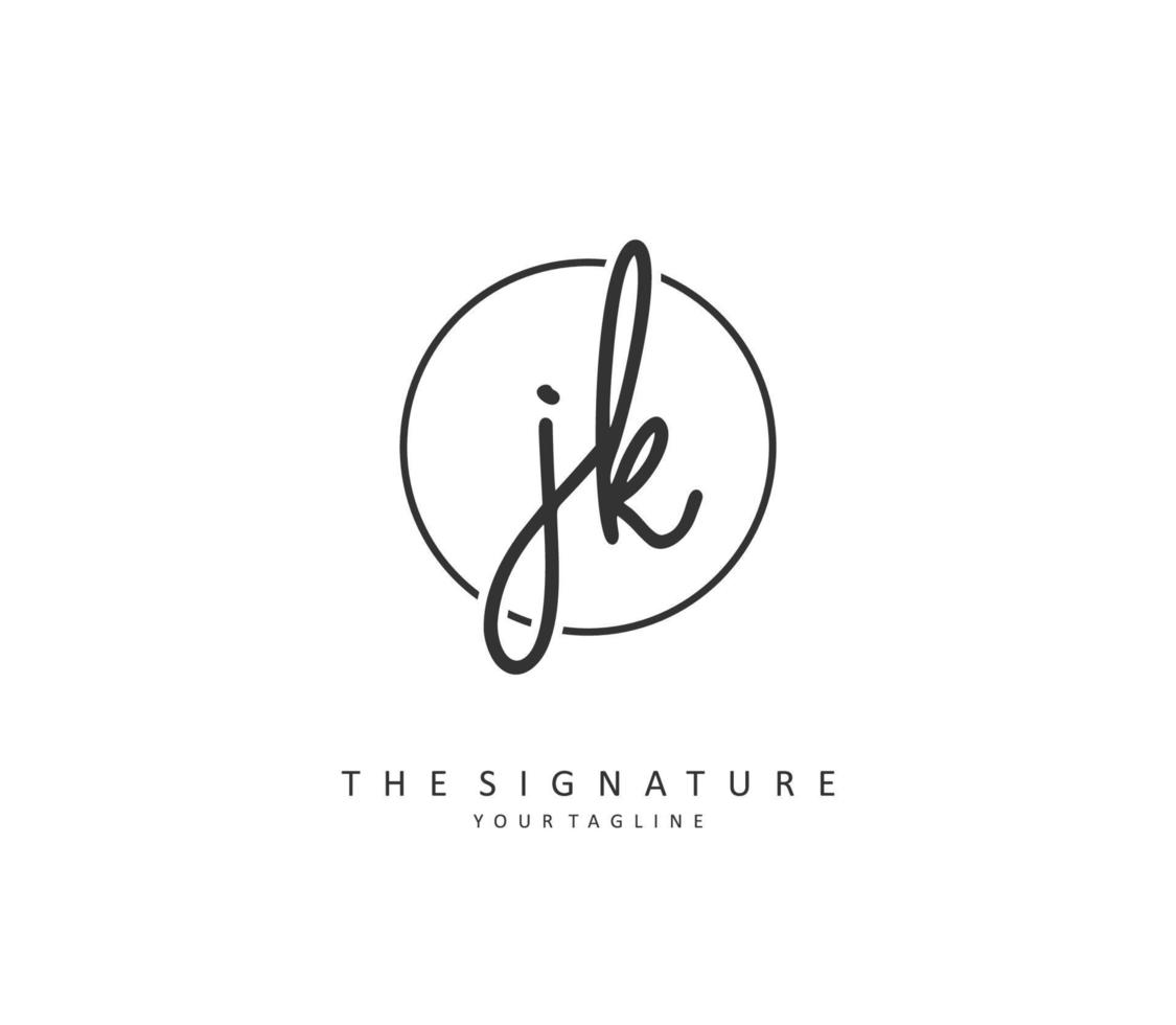 j k jk Initiale Brief Handschrift und Unterschrift Logo. ein Konzept Handschrift Initiale Logo mit Vorlage Element. vektor
