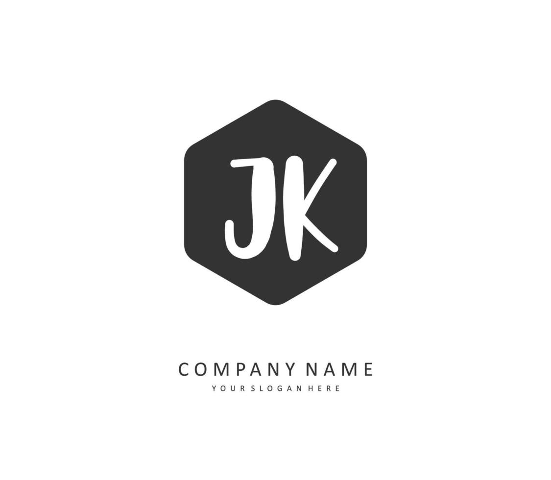 j k jk första brev handstil och signatur logotyp. en begrepp handstil första logotyp med mall element. vektor