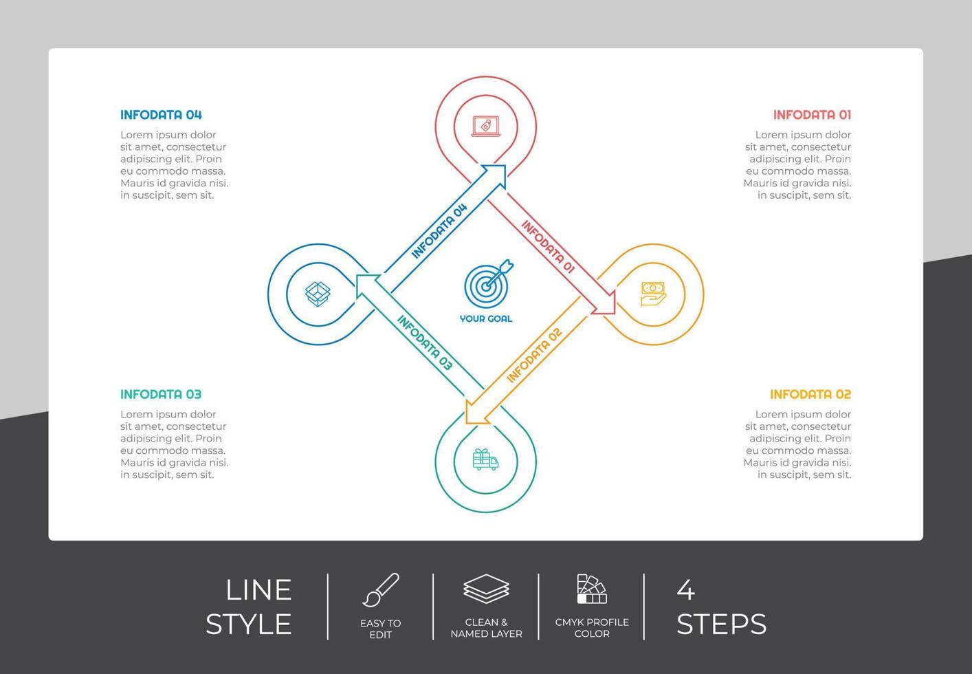 pil steg infographic vektor design med 6 steg färgrik stil för presentation syfte.linje steg infographic kan vara Begagnade för företag och marknadsföring