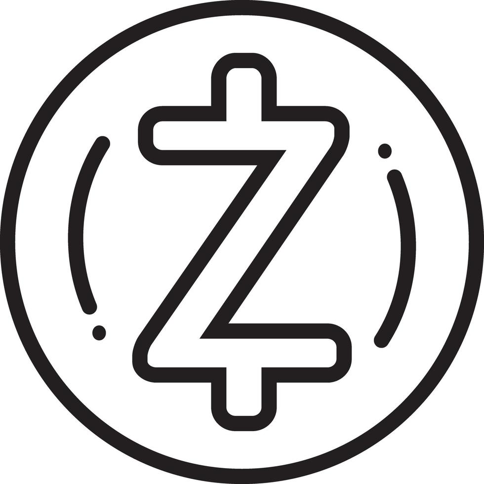 Zeilensymbol für Zcash-Münze vektor