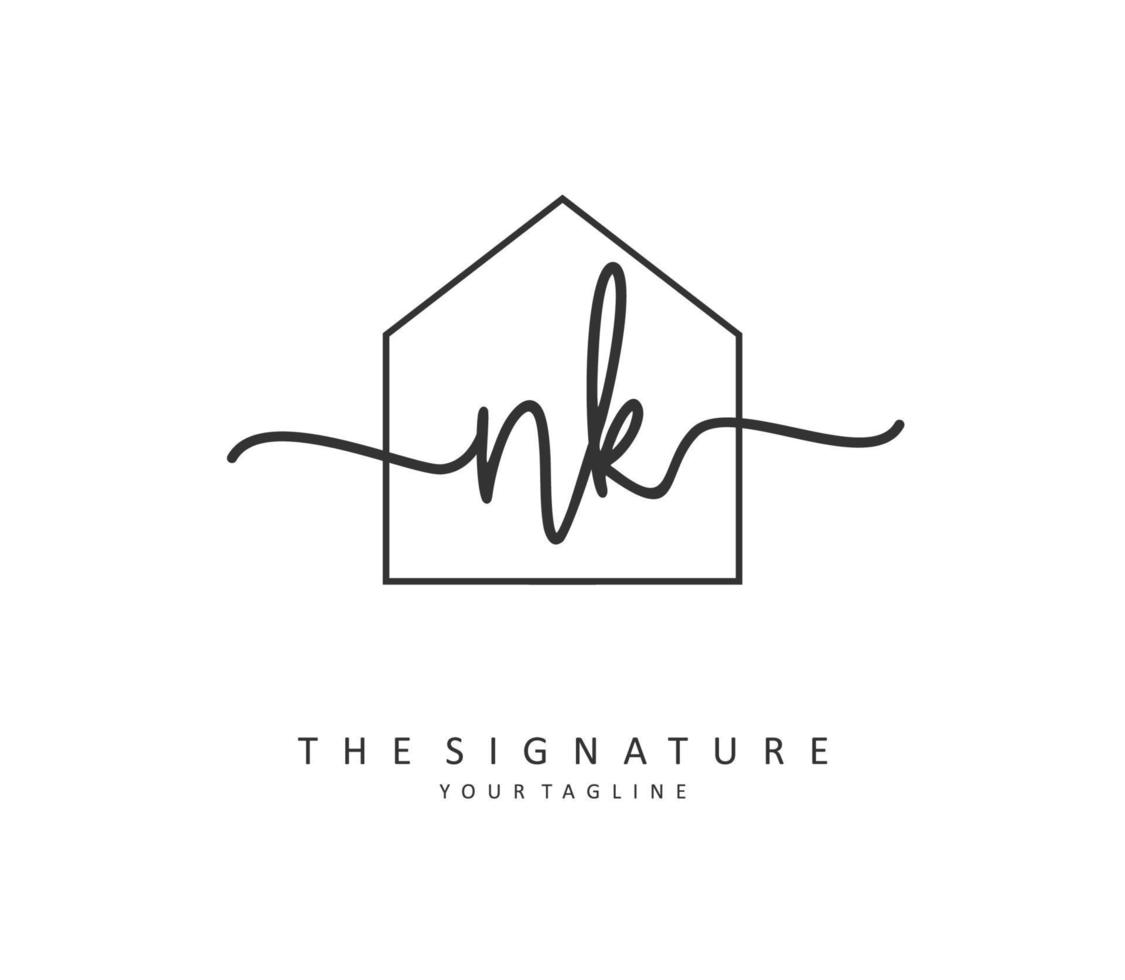 n k nk Initiale Brief Handschrift und Unterschrift Logo. ein Konzept Handschrift Initiale Logo mit Vorlage Element. vektor