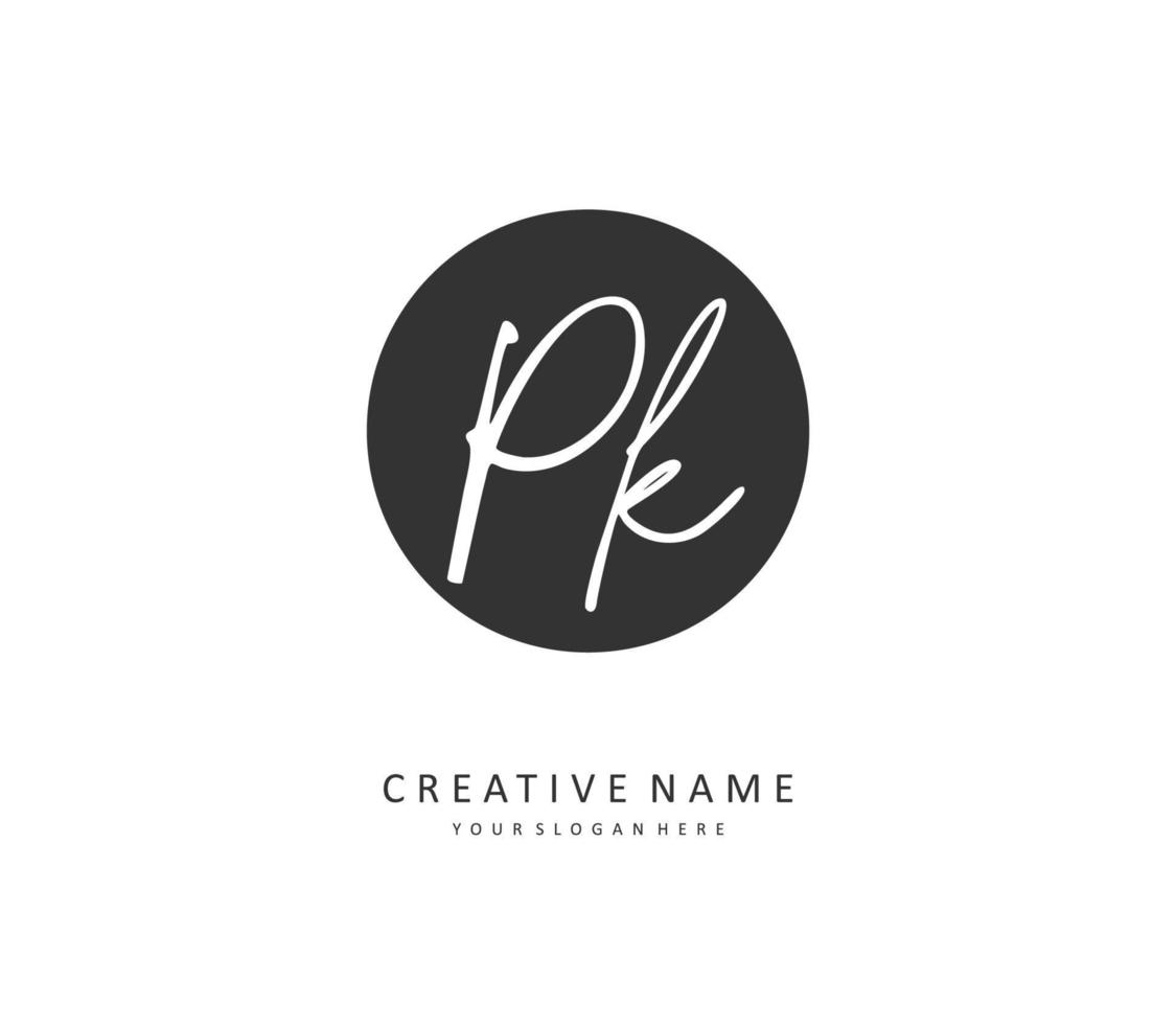 p k pk Initiale Brief Handschrift und Unterschrift Logo. ein Konzept Handschrift Initiale Logo mit Vorlage Element. vektor