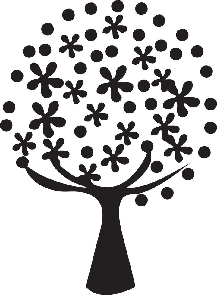 Baum Symbol Symbol Bild Vektor, Illustration von das Baum Botanik im schwarz Bild vektor