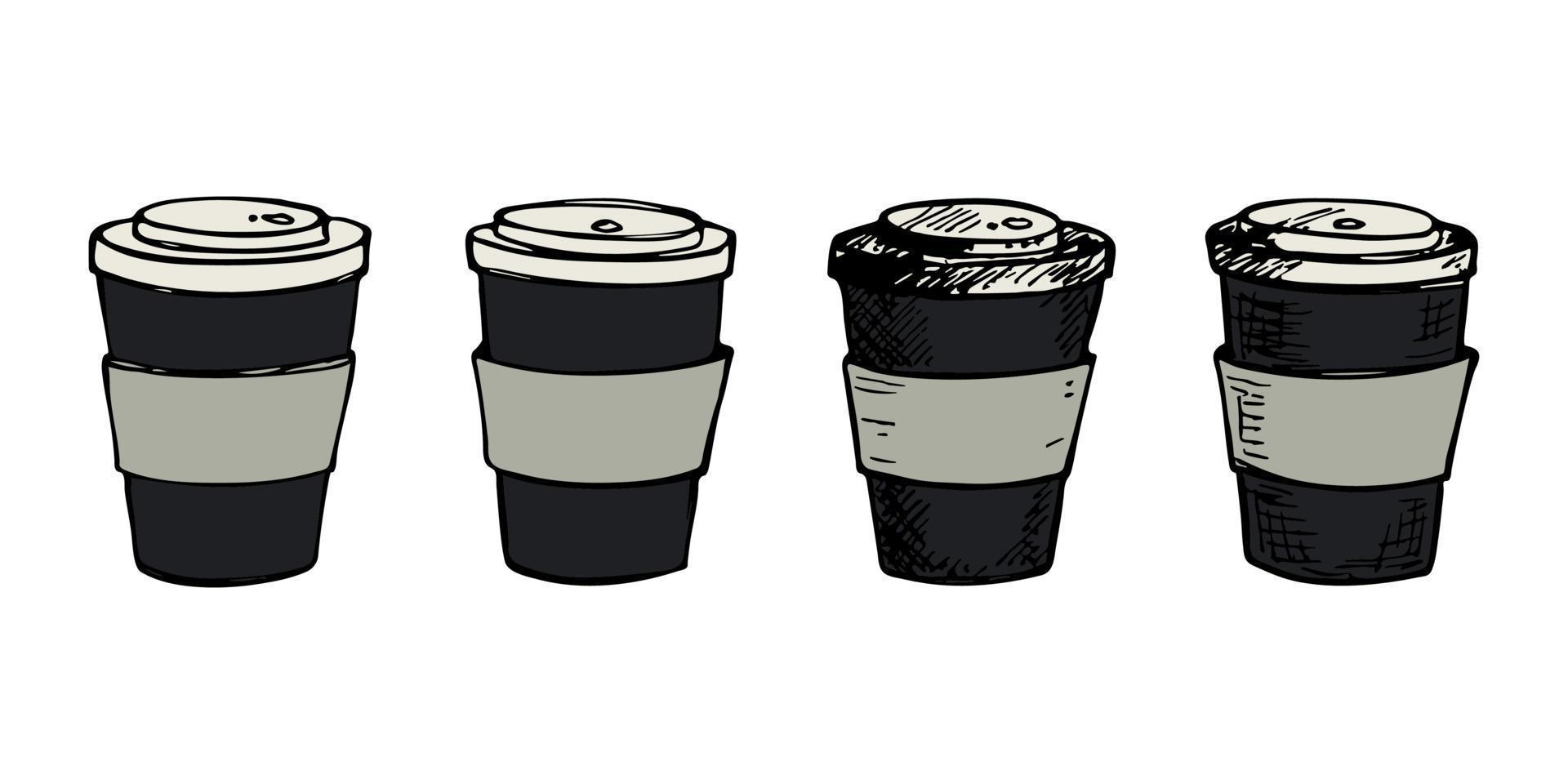 nette tasse tee- oder kaffeeillustration. einfache Cup-Cliparts. gemütliches Zuhause-Doodle-Set vektor