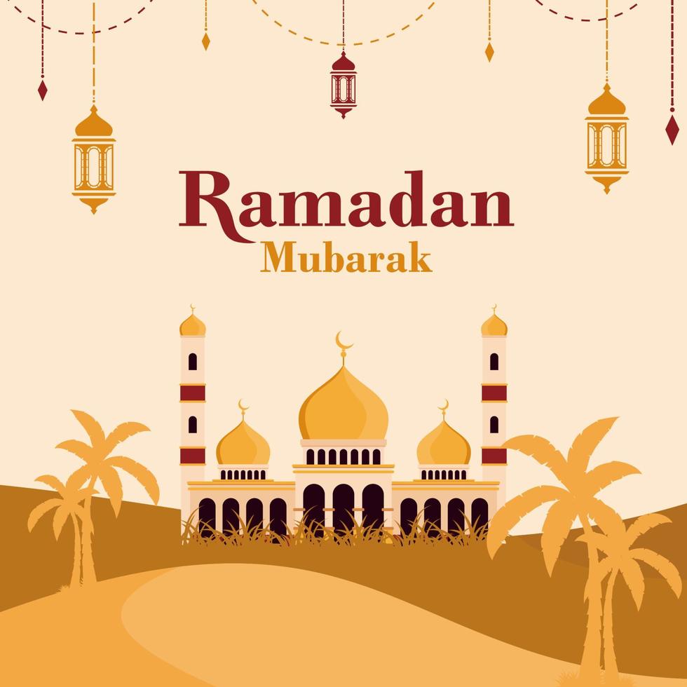 Ramadan Mubarak Hintergrund Vorlage vektor