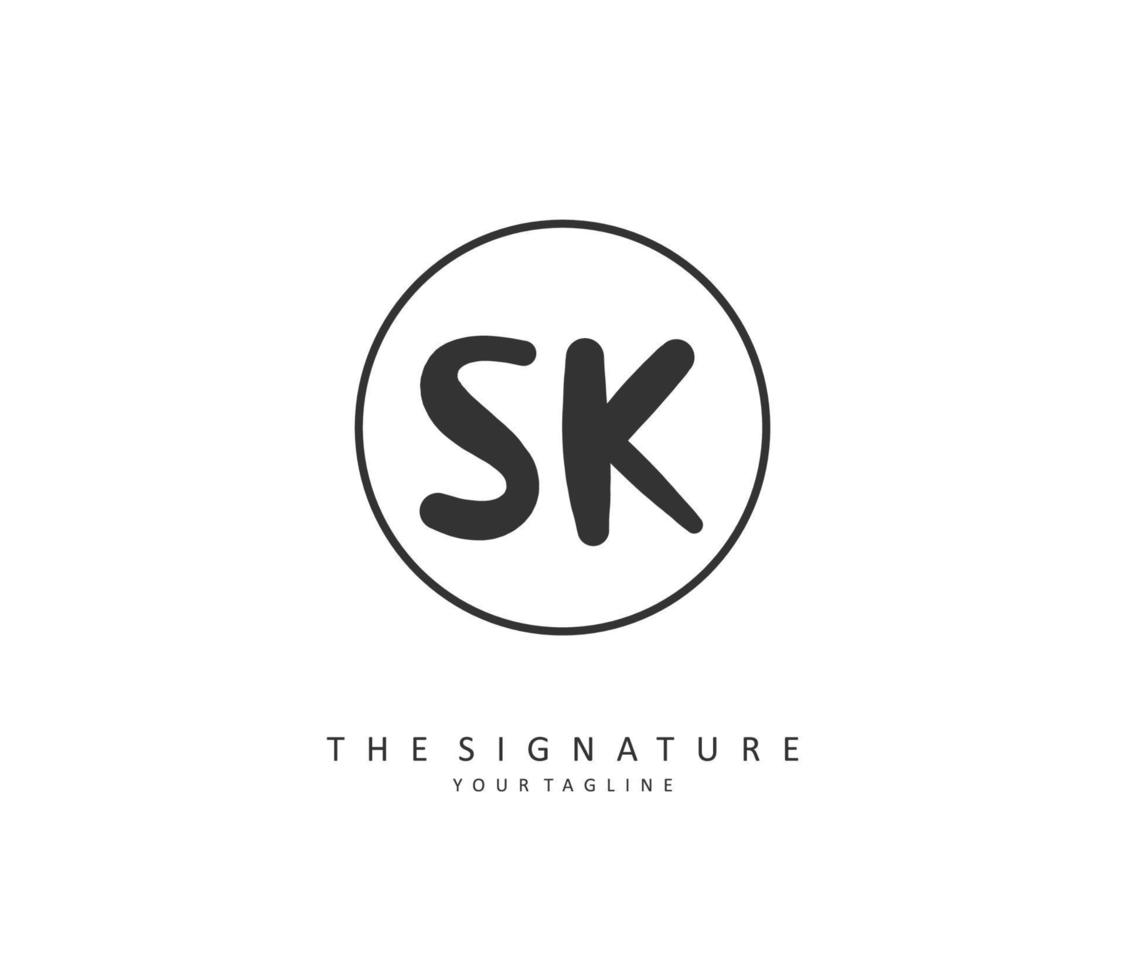 s k sk Initiale Brief Handschrift und Unterschrift Logo. ein Konzept Handschrift Initiale Logo mit Vorlage Element. vektor