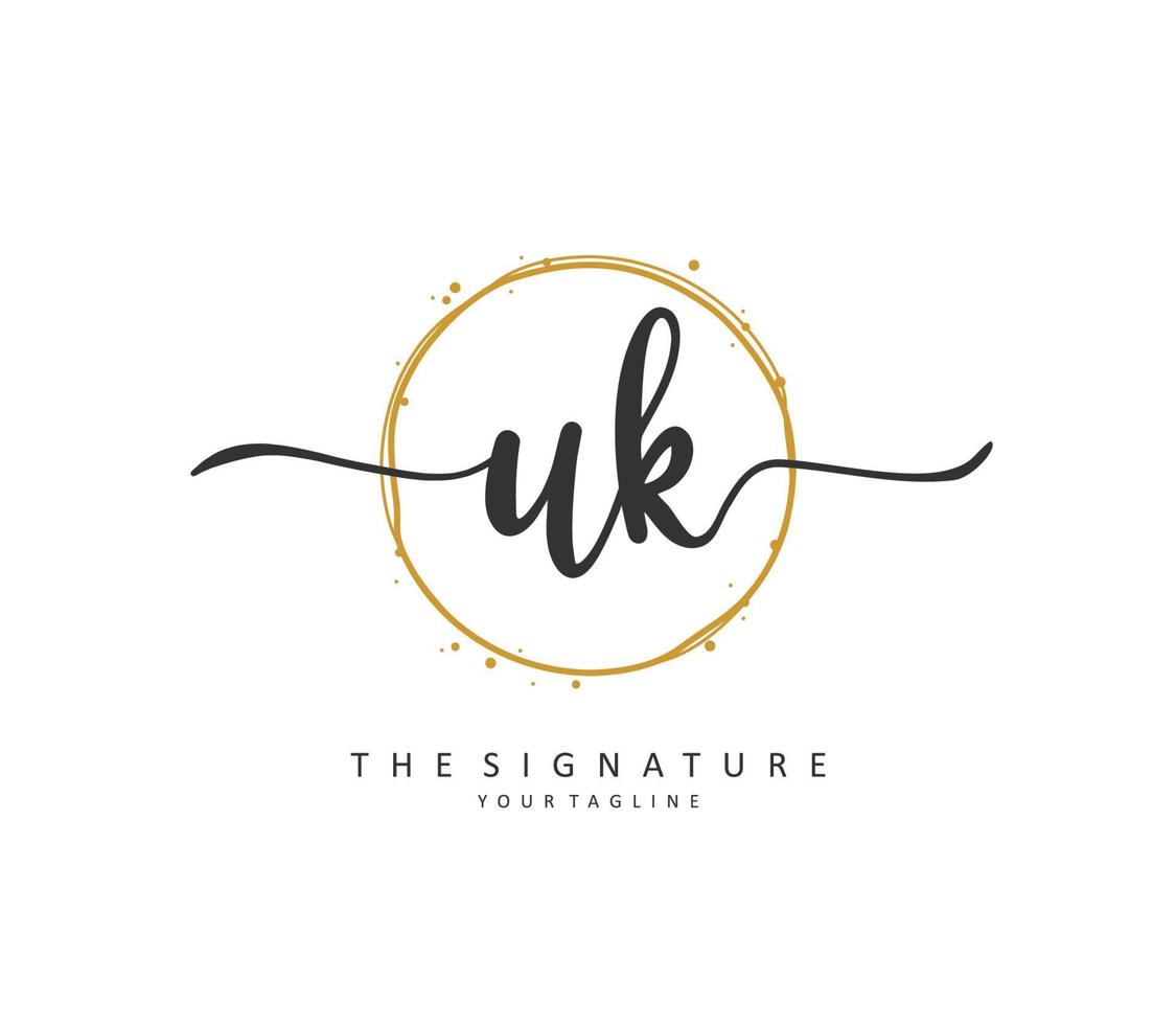 u k Vereinigtes Königreich Initiale Brief Handschrift und Unterschrift Logo. ein Konzept Handschrift Initiale Logo mit Vorlage Element. vektor