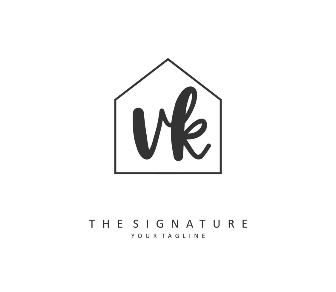 v k vk Initiale Brief Handschrift und Unterschrift Logo. ein Konzept Handschrift Initiale Logo mit Vorlage Element. vektor