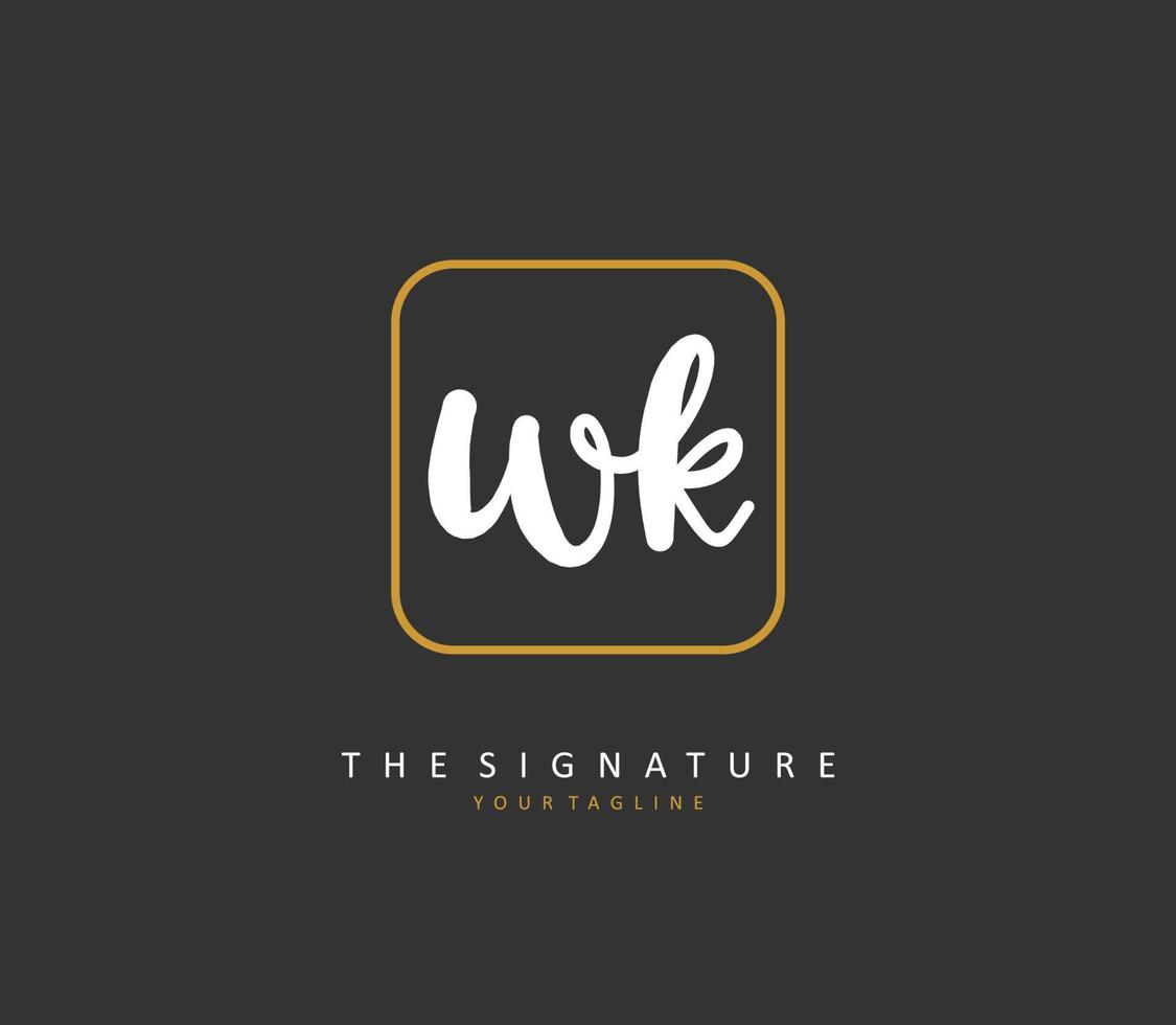 w k wk Initiale Brief Handschrift und Unterschrift Logo. ein Konzept Handschrift Initiale Logo mit Vorlage Element. vektor