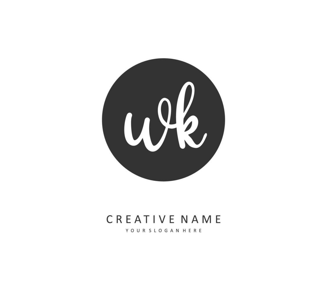 w k wk första brev handstil och signatur logotyp. en begrepp handstil första logotyp med mall element. vektor