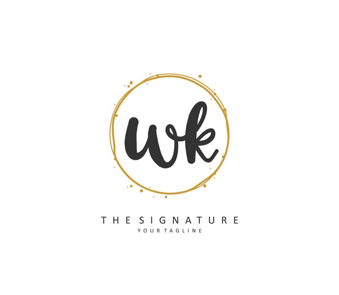 w k wk Initiale Brief Handschrift und Unterschrift Logo. ein Konzept Handschrift Initiale Logo mit Vorlage Element. vektor