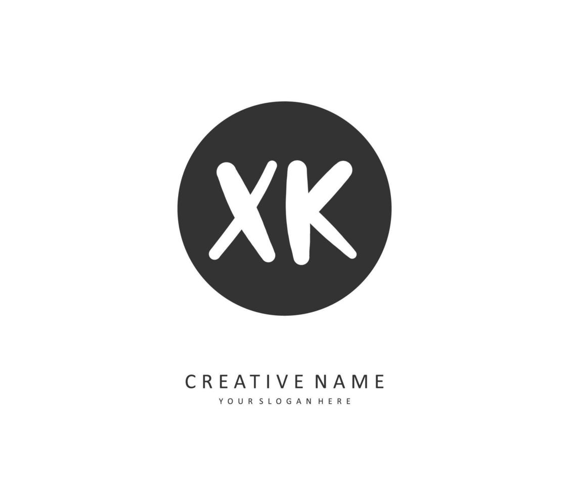 x k xk Initiale Brief Handschrift und Unterschrift Logo. ein Konzept Handschrift Initiale Logo mit Vorlage Element. vektor