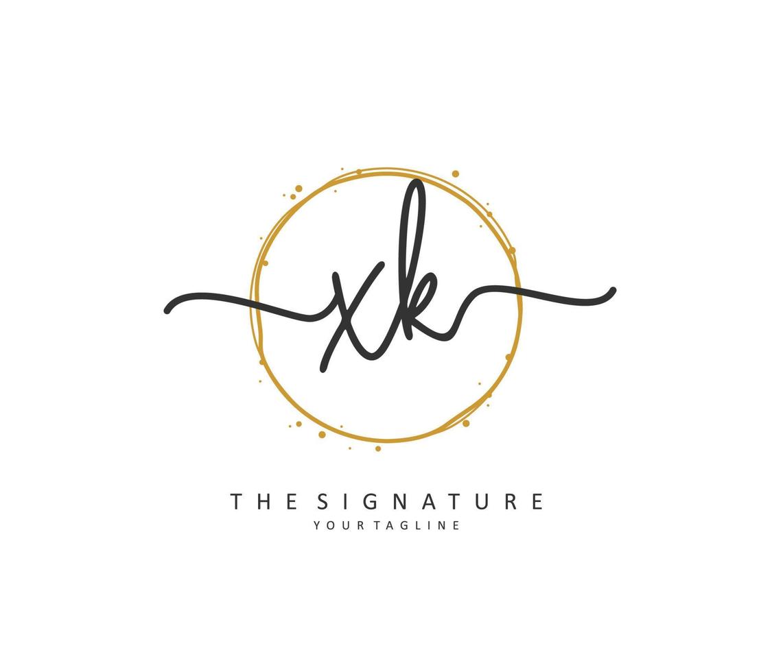 x k xk Initiale Brief Handschrift und Unterschrift Logo. ein Konzept Handschrift Initiale Logo mit Vorlage Element. vektor