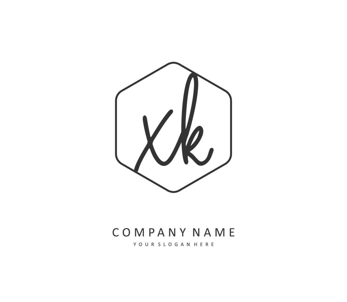 x k xk Initiale Brief Handschrift und Unterschrift Logo. ein Konzept Handschrift Initiale Logo mit Vorlage Element. vektor