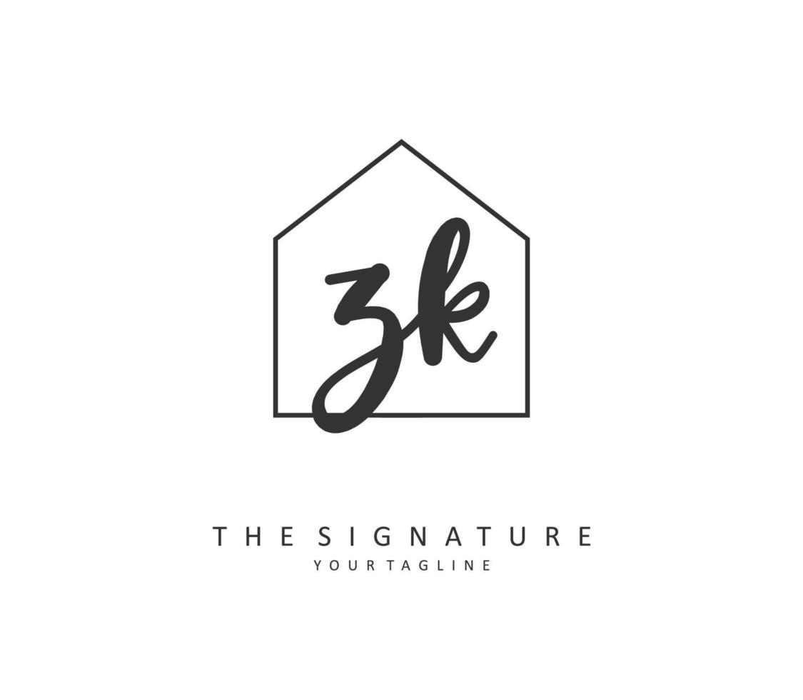 z k zk Initiale Brief Handschrift und Unterschrift Logo. ein Konzept Handschrift Initiale Logo mit Vorlage Element. vektor