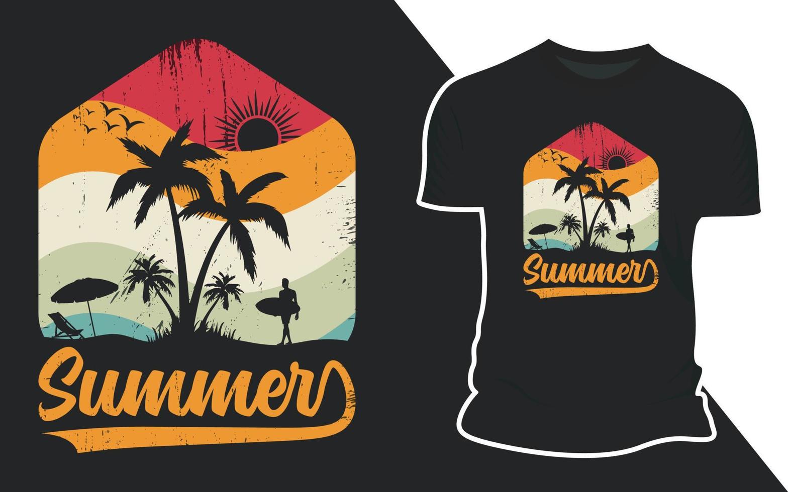 retro sommar surfing t skjorta vektor design