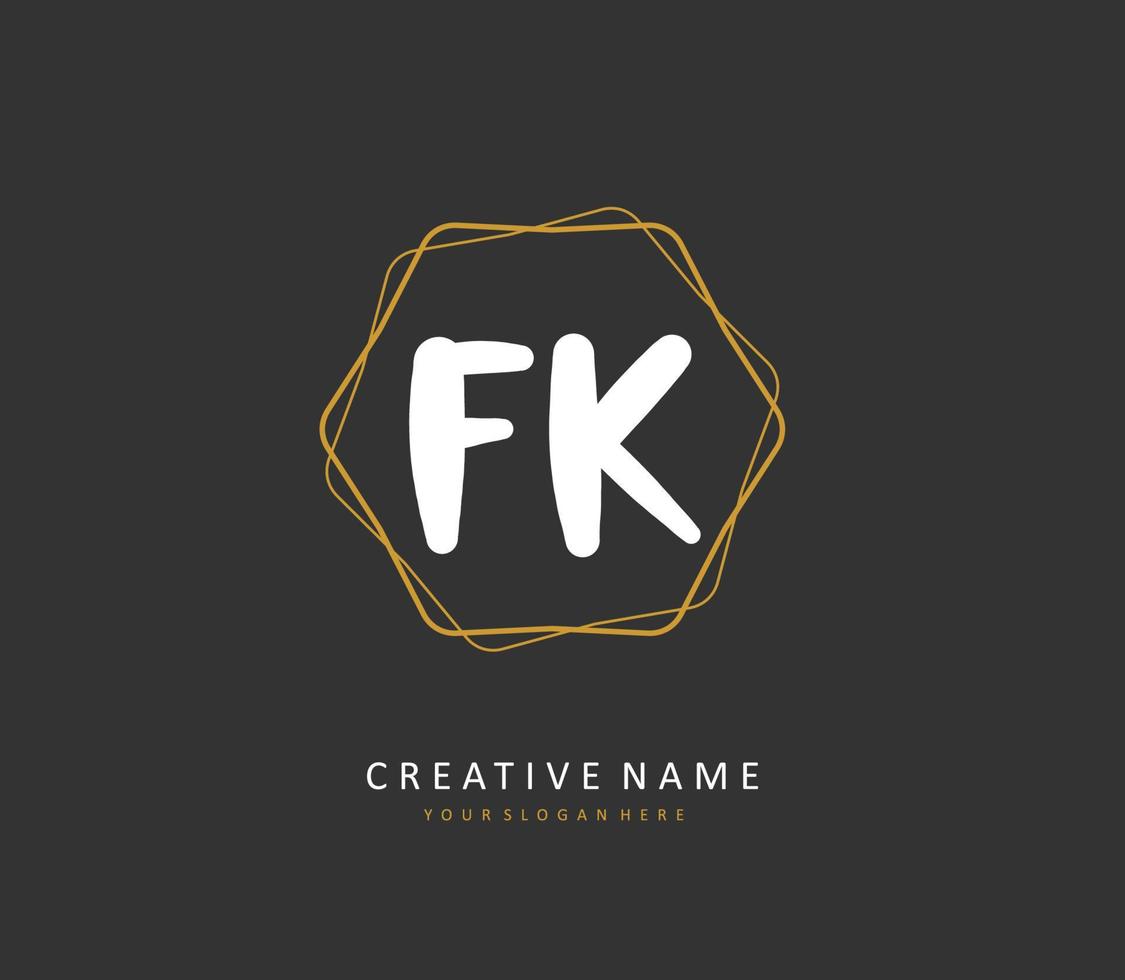 f k fk första brev handstil och signatur logotyp. en begrepp handstil första logotyp med mall element. vektor