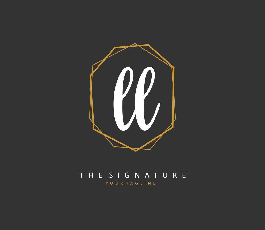 ll första brev handstil och signatur logotyp. en begrepp handstil första logotyp med mall element. vektor