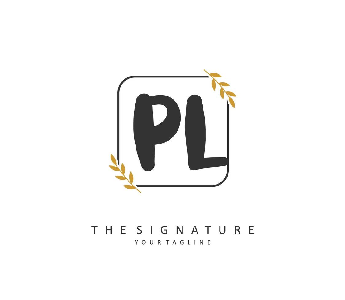 pl Initiale Brief Handschrift und Unterschrift Logo. ein Konzept Handschrift Initiale Logo mit Vorlage Element. vektor