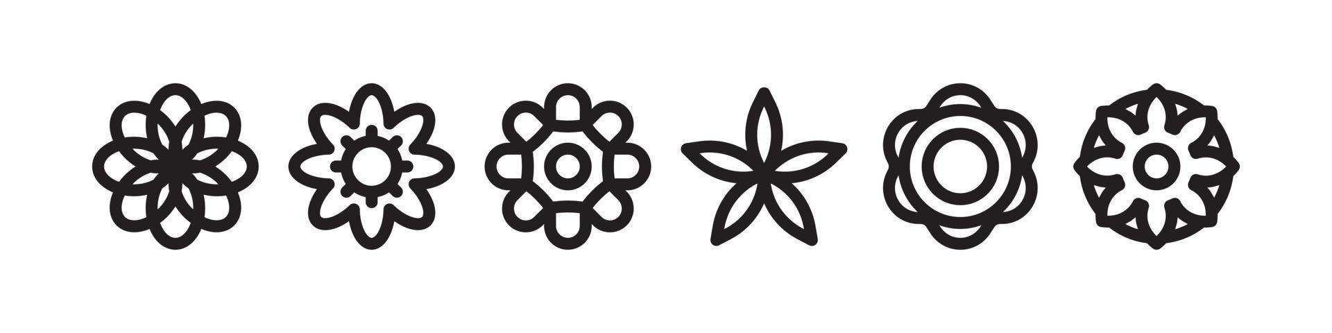 Blume Vektor Satz, Blumen Symbole schwarz und Weiß. kostenlos herunterladen