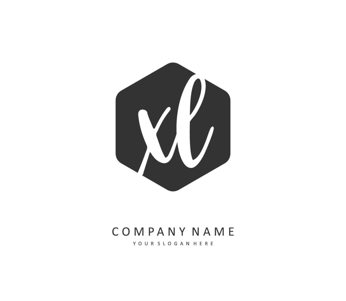xl första brev handstil och signatur logotyp. en begrepp handstil första logotyp med mall element. vektor