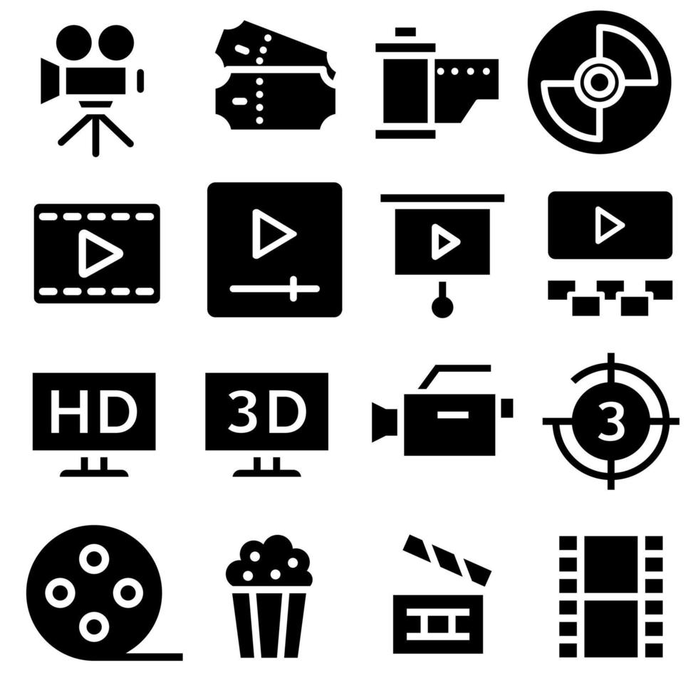bio vektor ikon uppsättning. film illustration symbol samling. filma tecken eller logotyp.