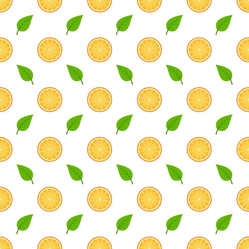 sömlös mönster med apelsiner och löv. vektor
