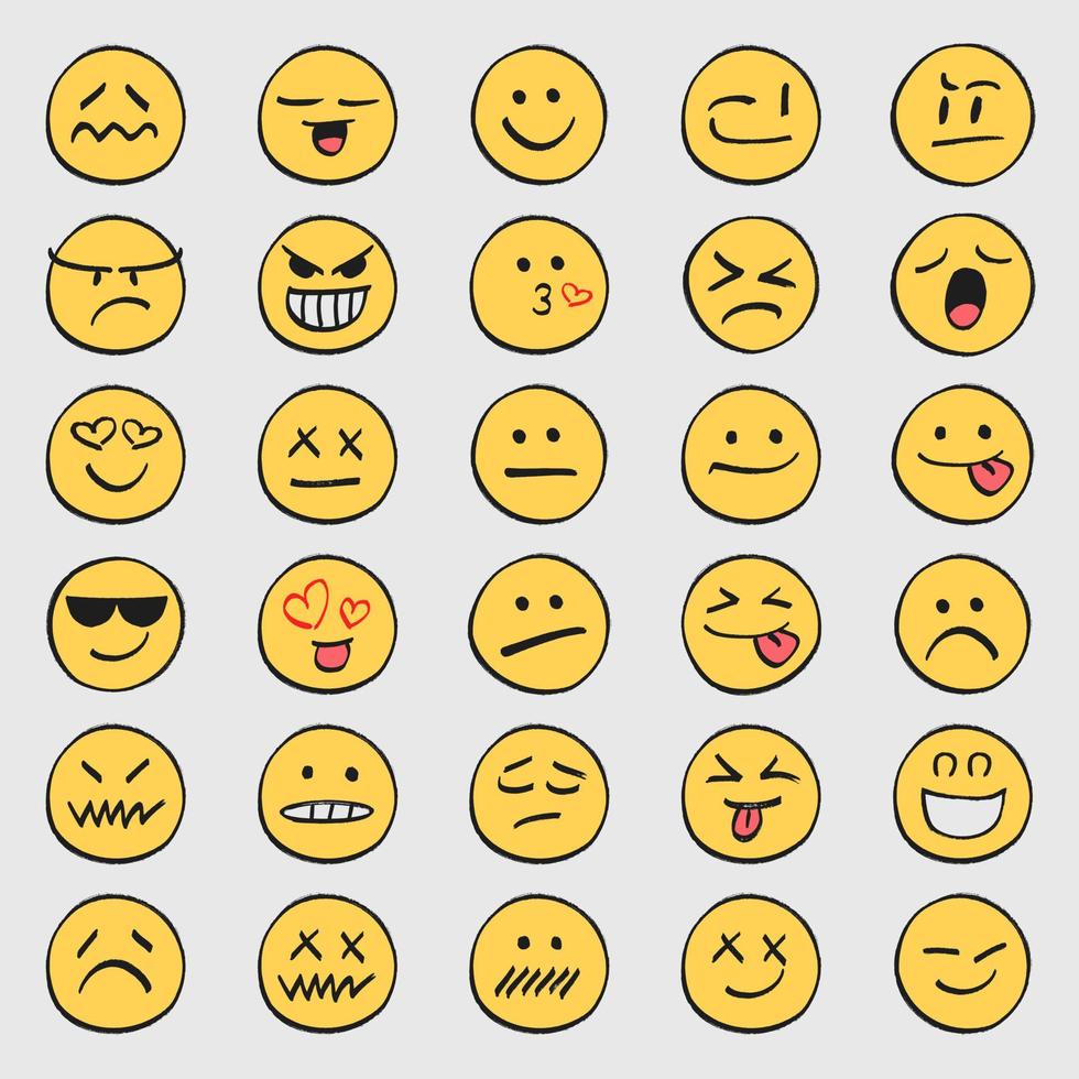 groß einstellen karikaturistisch Emoticons, im eben Design Stil. vektor