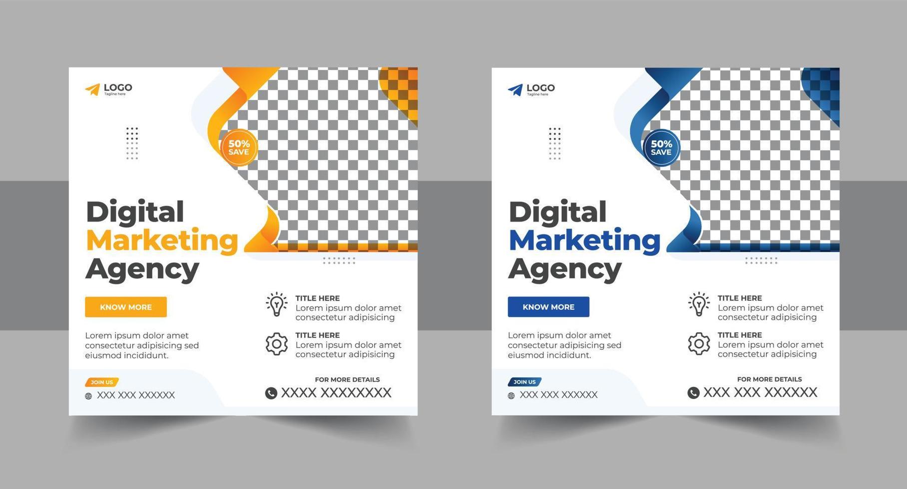 Digital Marketing Post Banner, Digital Marketing Sozial Medien Post Banner. Geschäft Marketing Post Banner. Digital Marketing Banner Layout vektor